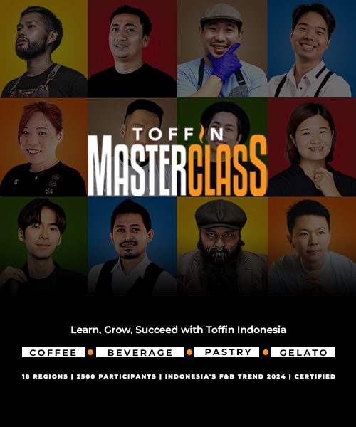 Toffin Masterclass A roadshow event held in 18 regions in Indonesia, attended by thousands of participants, discussing F&B Business 2024 trends and featuring local, national, and international mentors.